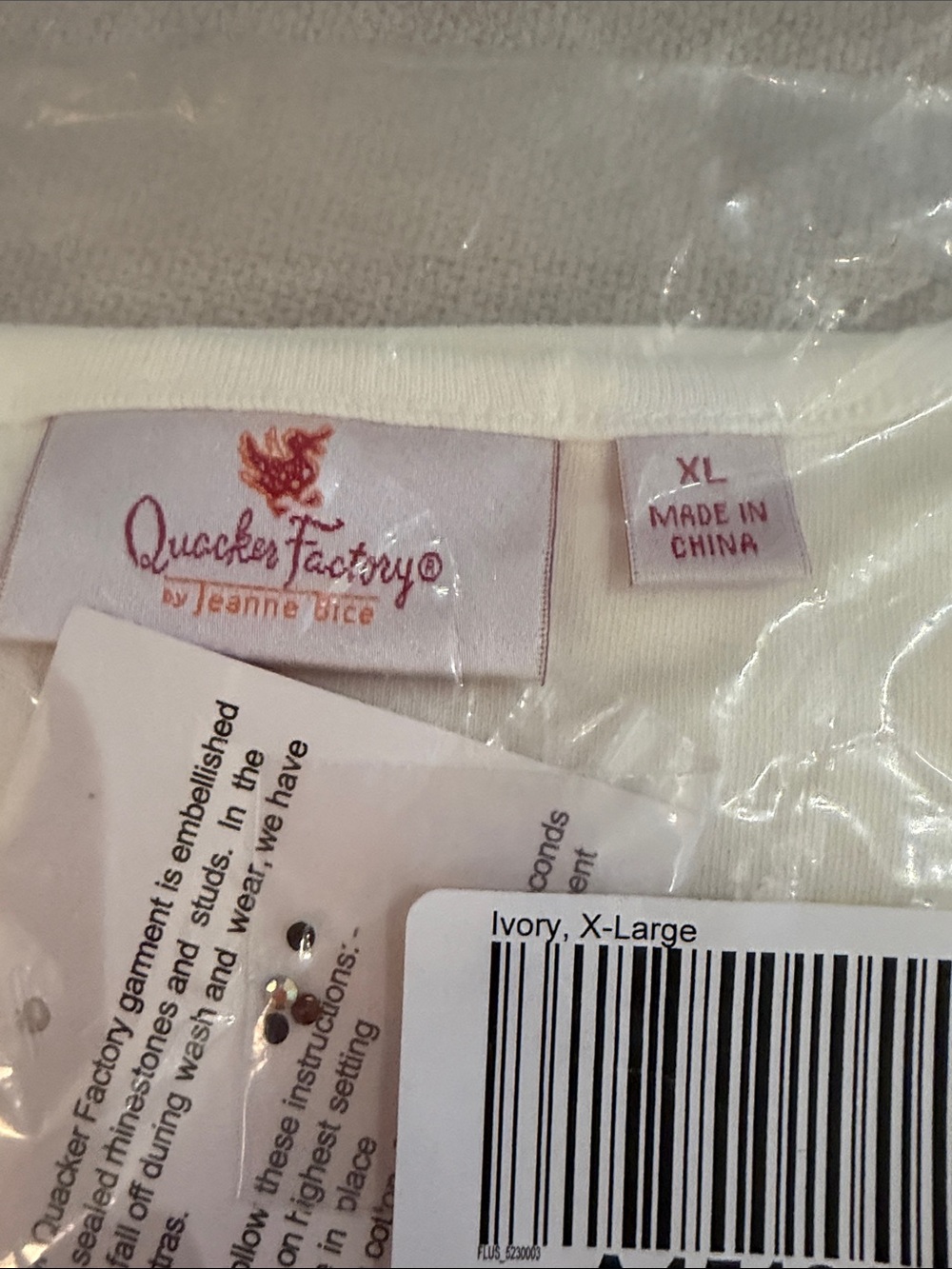 Quacker Factory Ivory Embellished Short Sleeve Tee - Picture 3 of 4